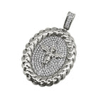 Cherub Angel Rhodium Cuban Oval CZ Pendant HipHopBling