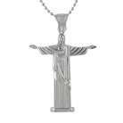 Christ the Redeemer Large Rhodium Pendant HipHopBling