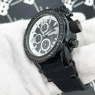 Chronograph Rubber Band 2.00 Carat Black Diamond Hip Hop Watch JoJino HipHopBling