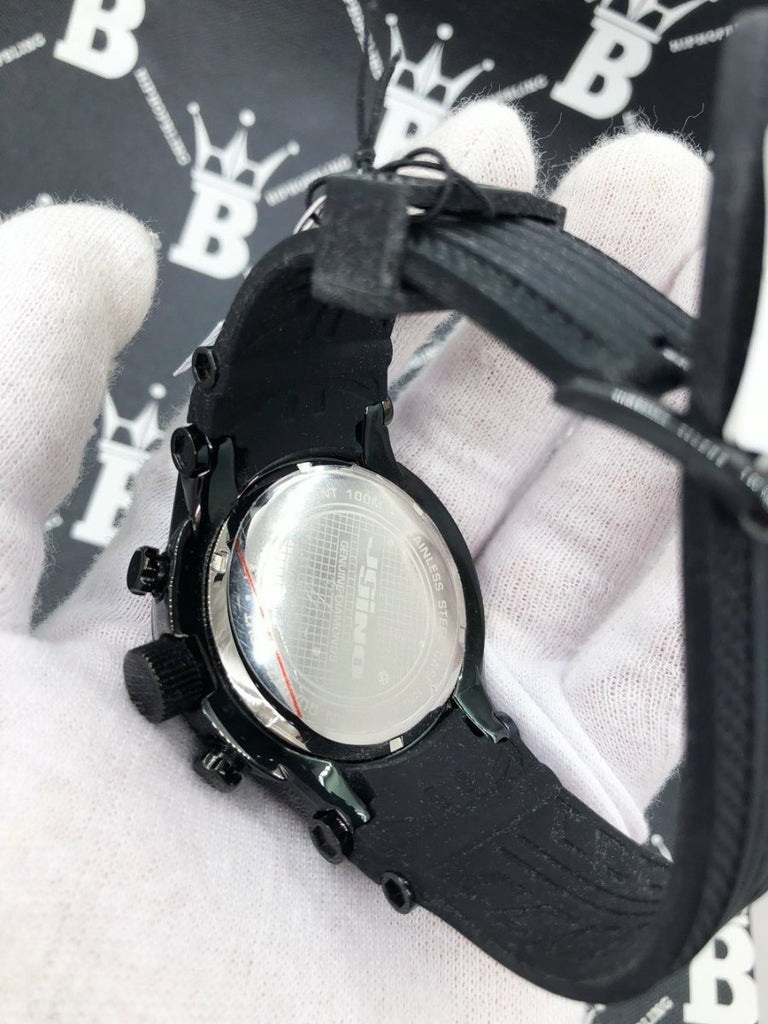 Chronograph Rubber Band 2.00 Carat Black Diamond Hip Hop Watch JoJino HipHopBling