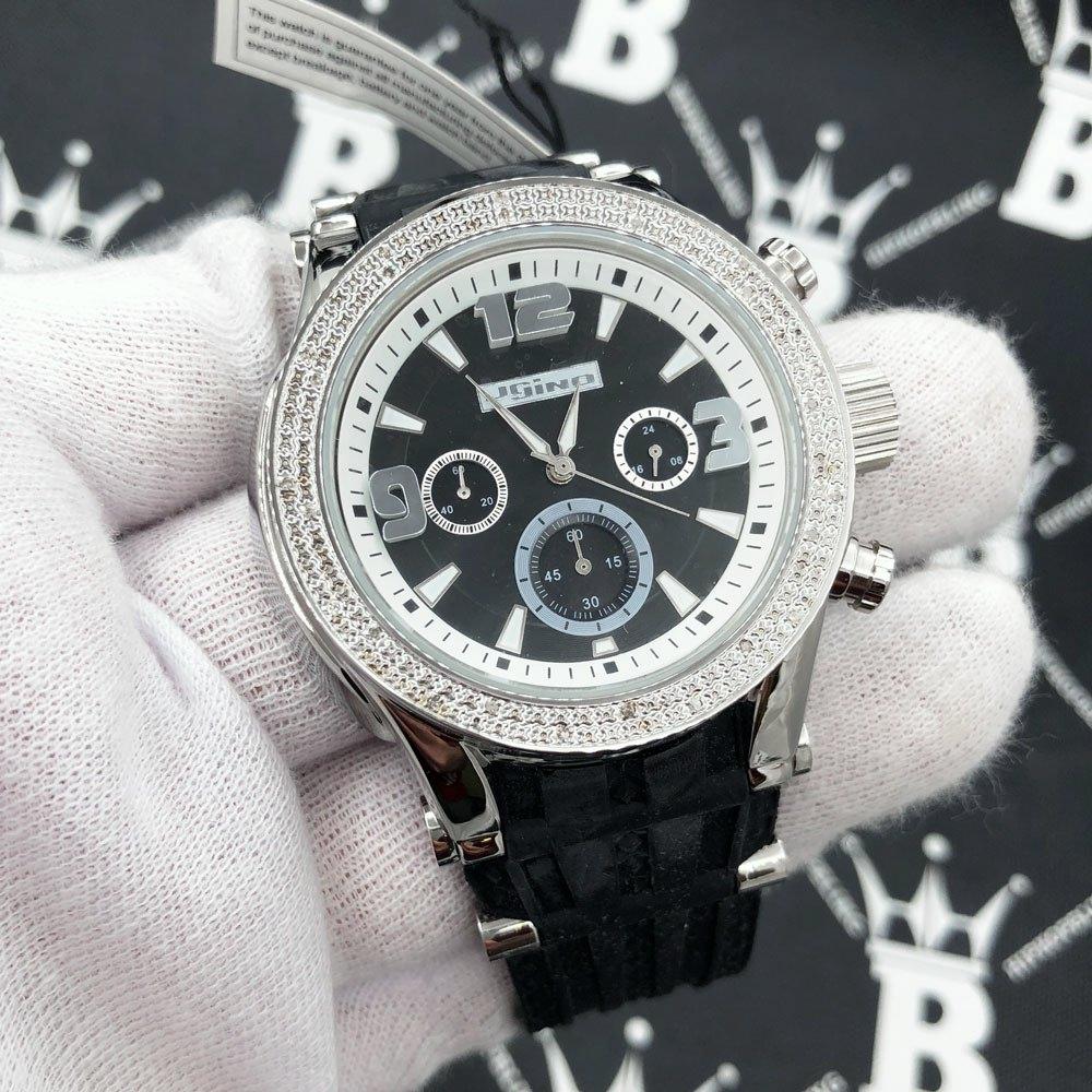 Chronograph Rubber Band .25 Carat Diamond Hip Hop Watch JoJino HipHopBling