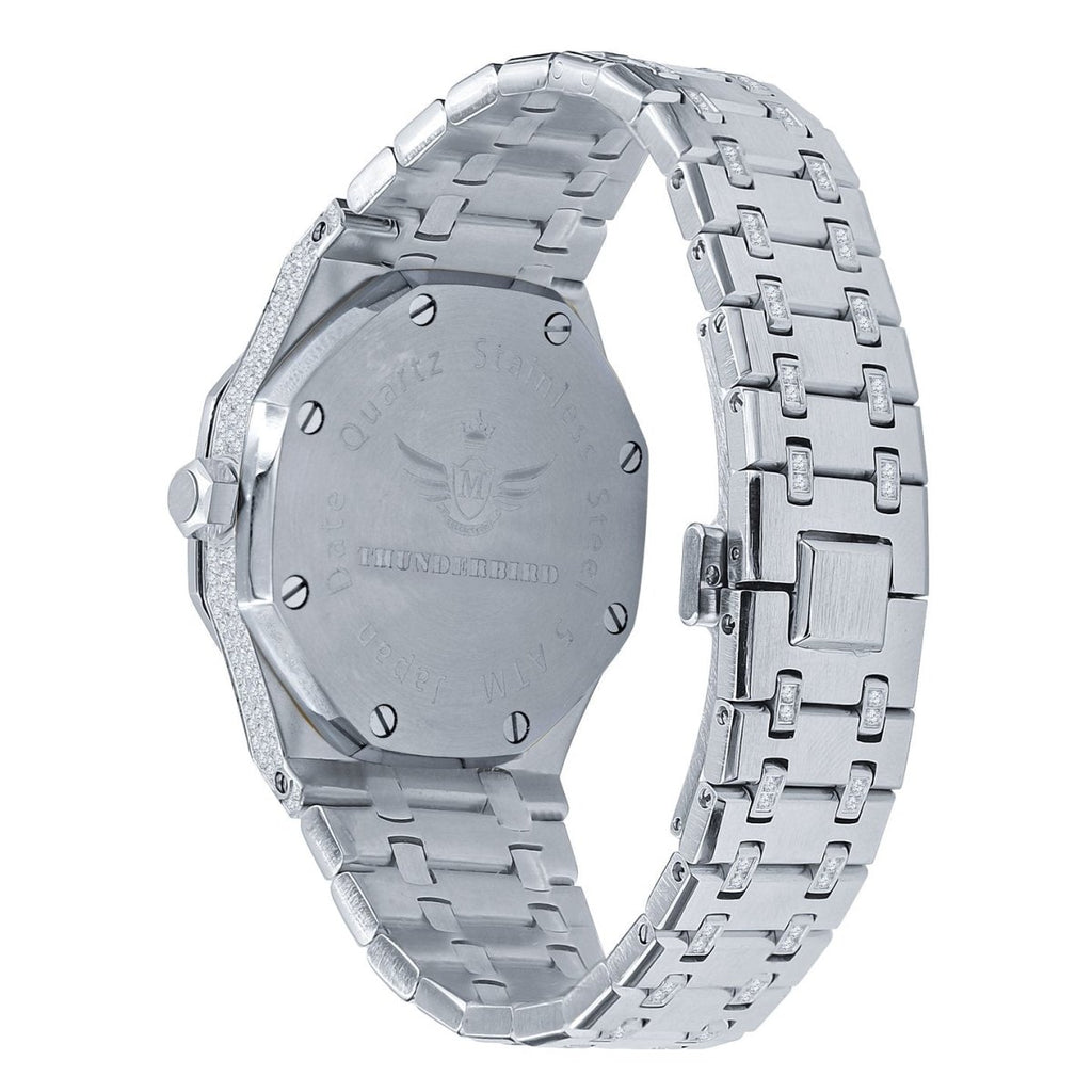 Chunky CZ Bezel Bling Bling Watch White Gold HipHopBling