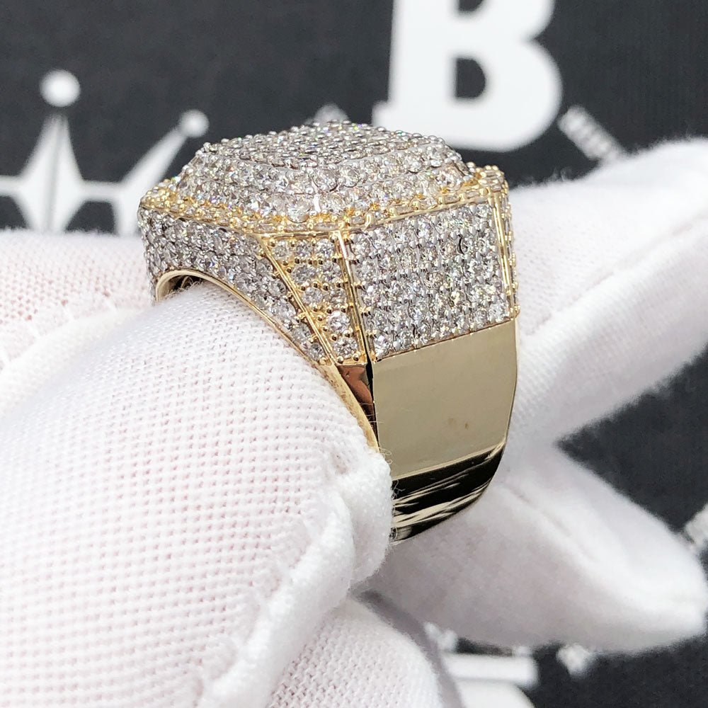 Chunky Layered Cushion 4.95cttw Diamond Ring 10K Yellow Gold HipHopBling