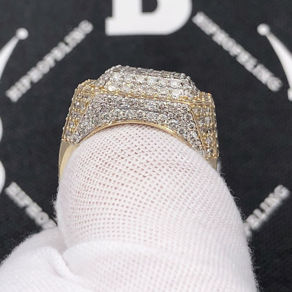 Chunky Layered Cushion 4.95cttw Diamond Ring 10K Yellow Gold HipHopBling