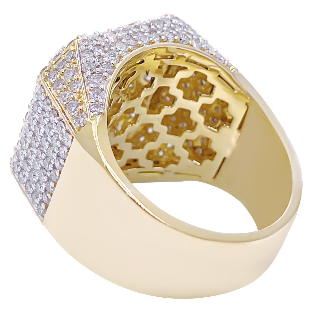 Chunky Layered Cushion 4.95cttw Diamond Ring 10K Yellow Gold HipHopBling