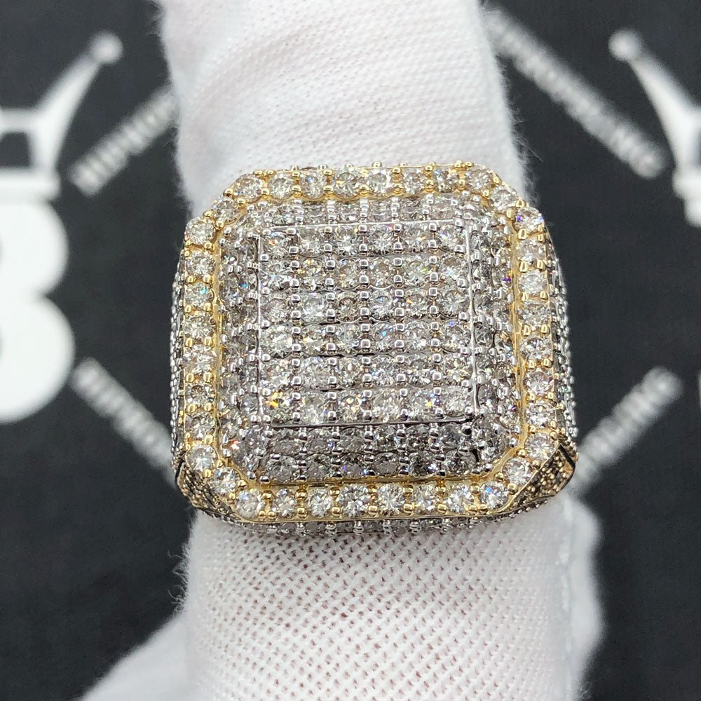 Chunky Layered Cushion 4.95cttw Diamond Ring 10K Yellow Gold HipHopBling