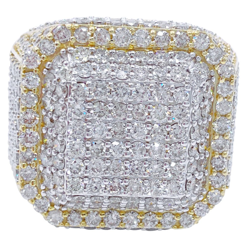 Chunky Layered Cushion 4.95cttw Diamond Ring 10K Yellow Gold HipHopBling
