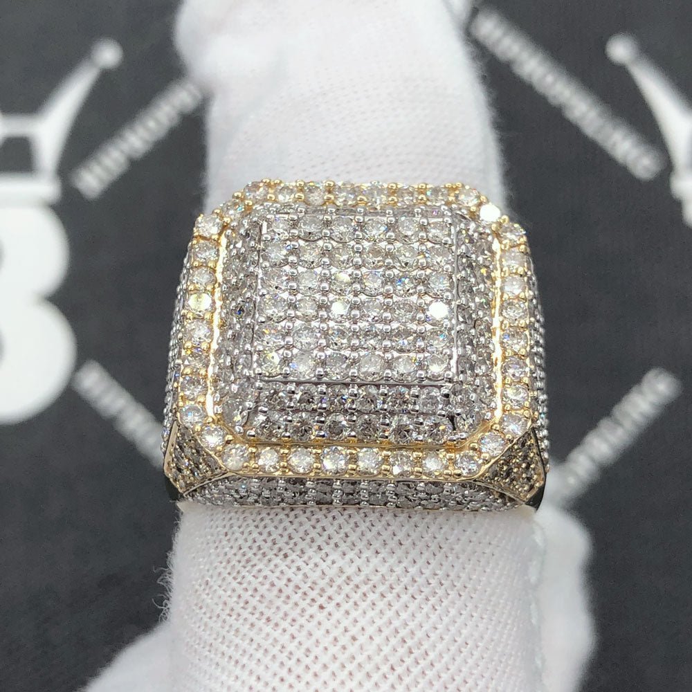 Chunky Layered Cushion 4.95cttw Diamond Ring 10K Yellow Gold HipHopBling