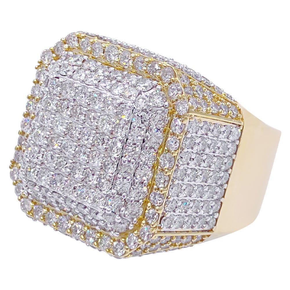 Chunky Layered Cushion 4.95cttw Diamond Ring 10K Yellow Gold HipHopBling