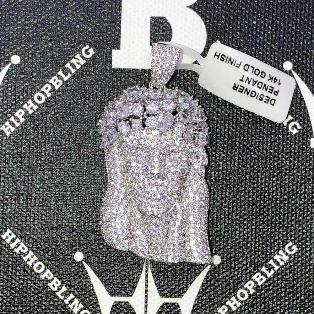 Chunky Pave Jesus Piece CZ Hip Hop Bling Bling Pendant Yellow Gold HipHopBling