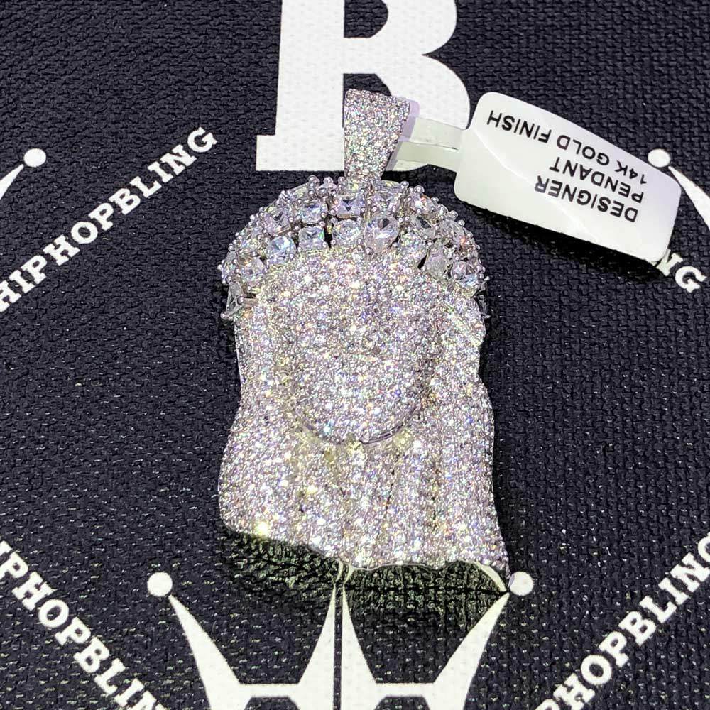 Chunky Pave Jesus Piece CZ Hip Hop Bling Bling Pendant Yellow Gold HipHopBling