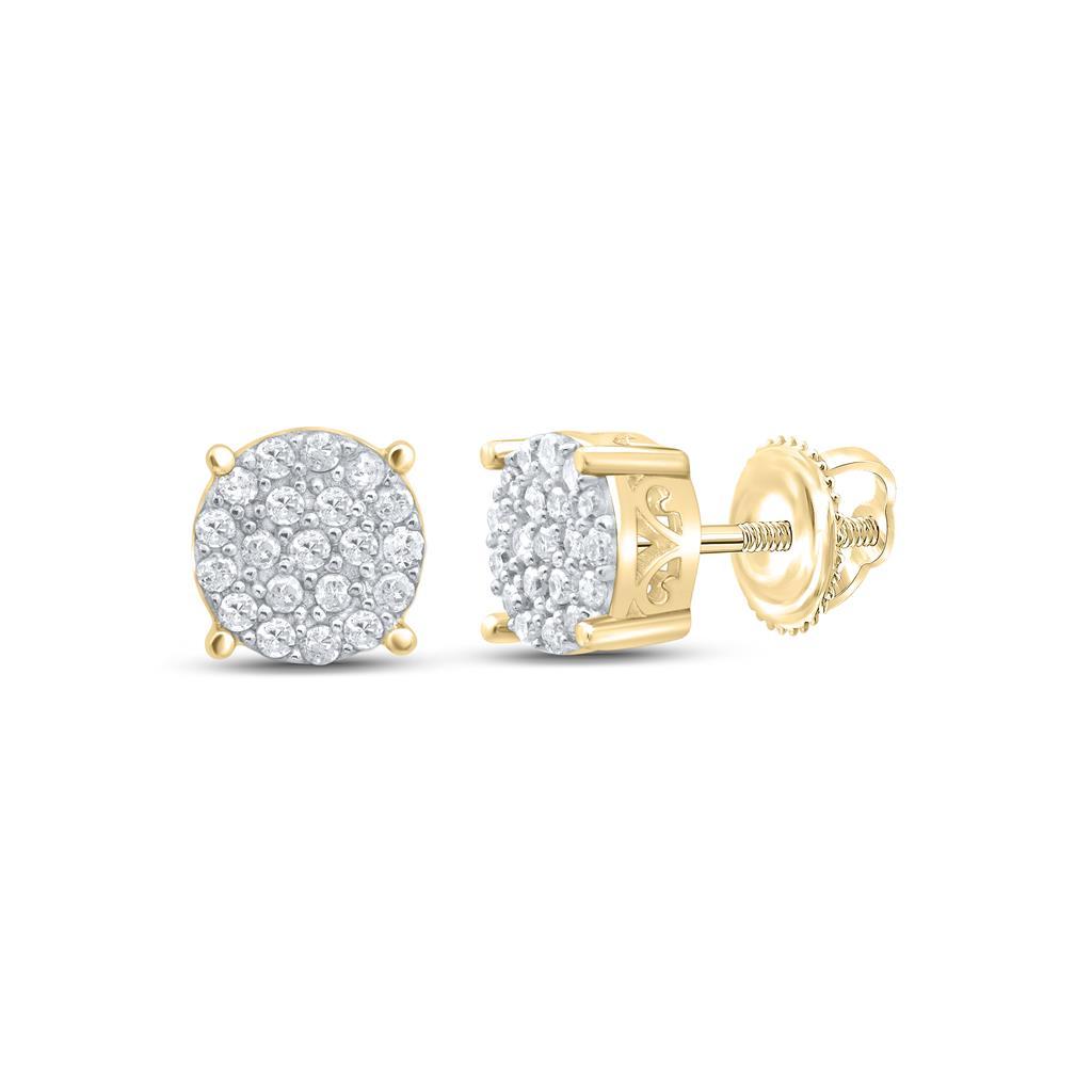 Circle .20cttw Diamond Earrings .925 Sterling Silver Yellow Gold HipHopBling