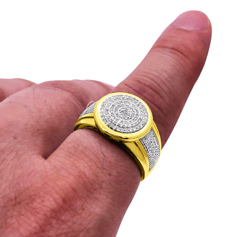 Circle .36cttw Diamond 10K Yellow Gold Ring HipHopBling