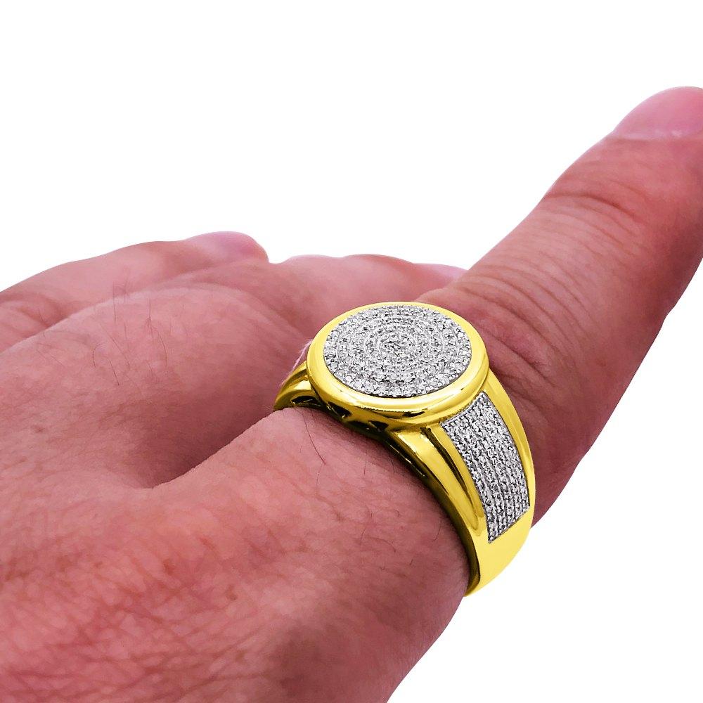 Circle .36cttw Diamond 10K Yellow Gold Ring HipHopBling