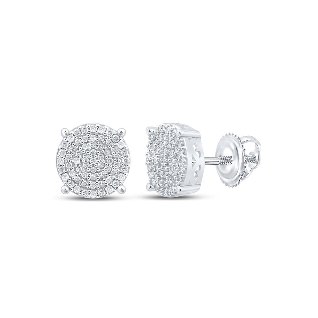 Circle .50cttw Diamond Earrings .925 Sterling Silver White Gold HipHopBling