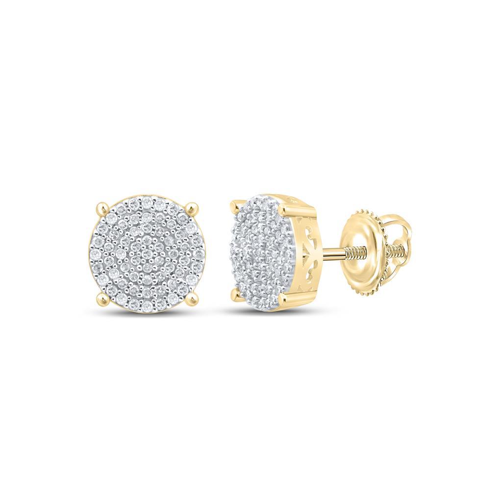 Circle .50cttw Diamond Earrings .925 Sterling Silver Yellow Gold HipHopBling