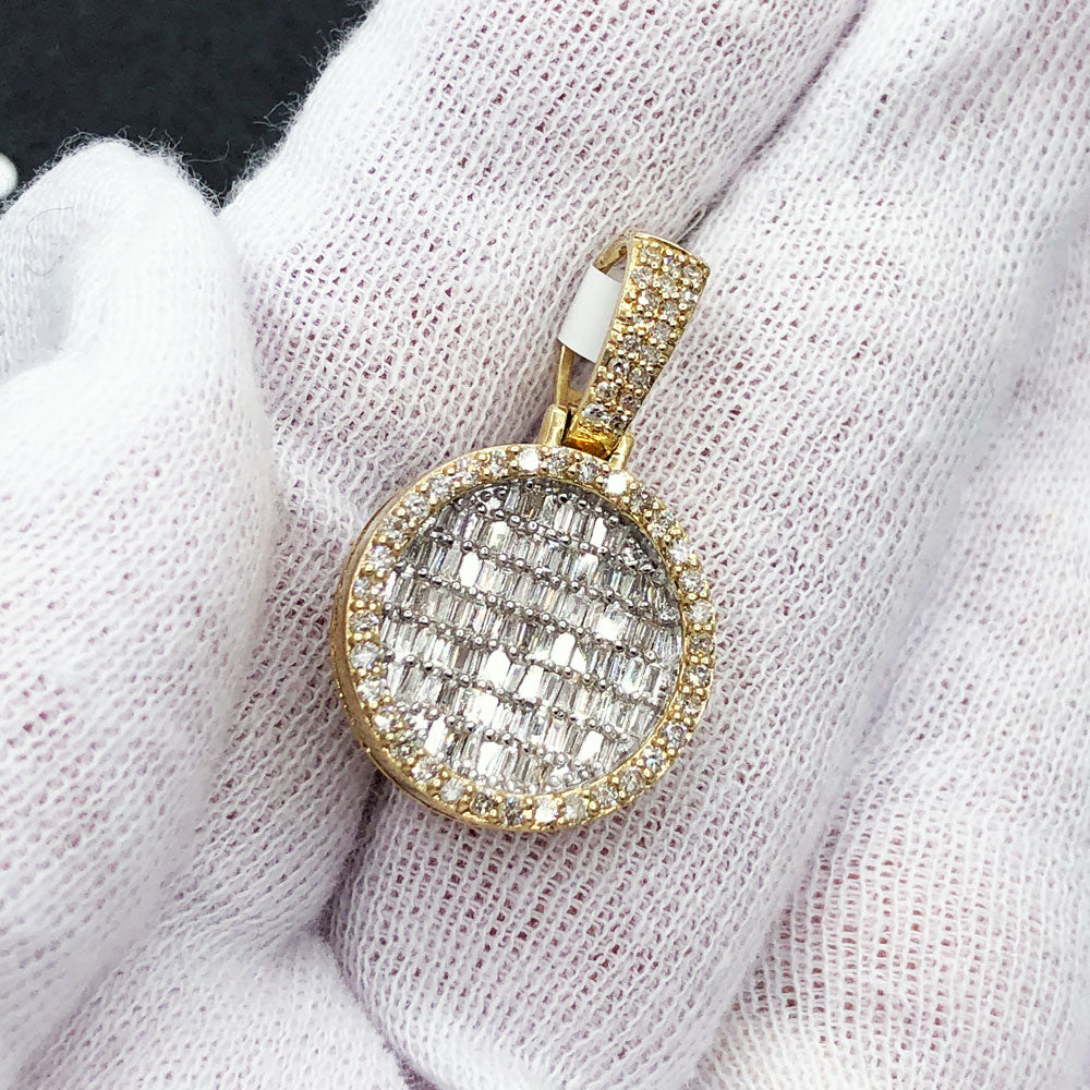 Circle Baguette Diamond Pendant 1.05cttw 10K Yellow Gold HipHopBling