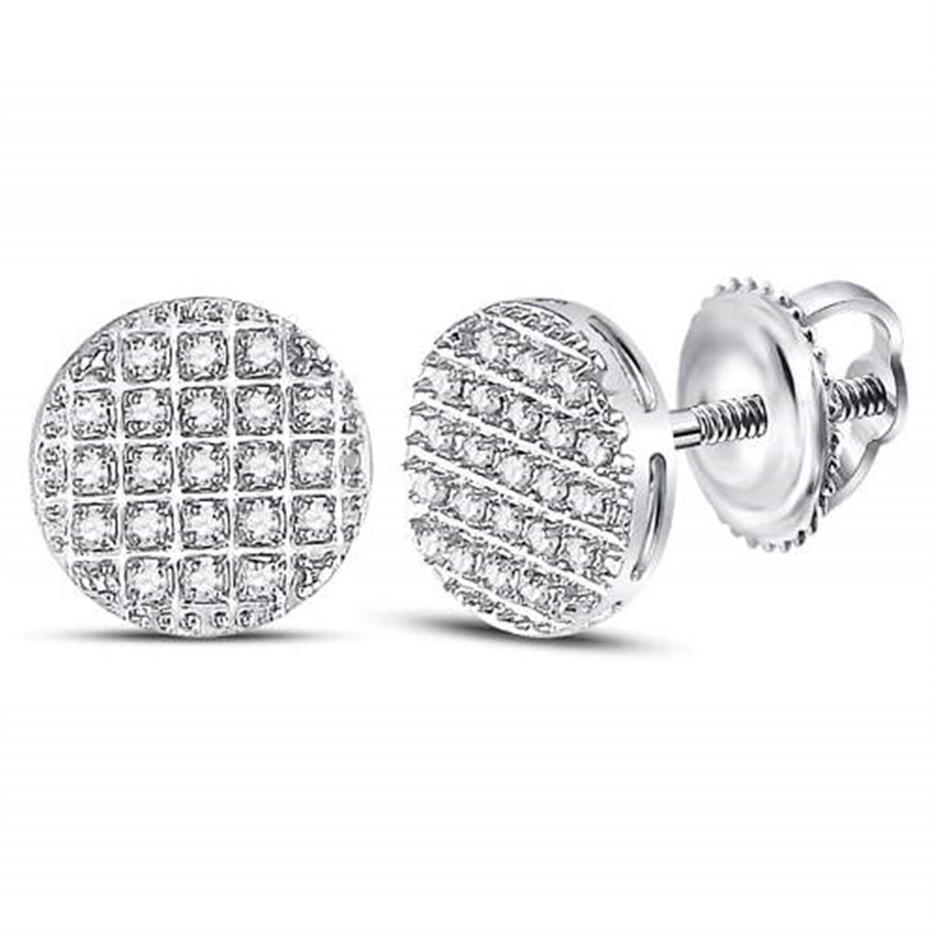 Circle Edgeless Micro Pave Diamond Earrings 10K Gold M 8MM .15 Carats 10K White Gold HipHopBling