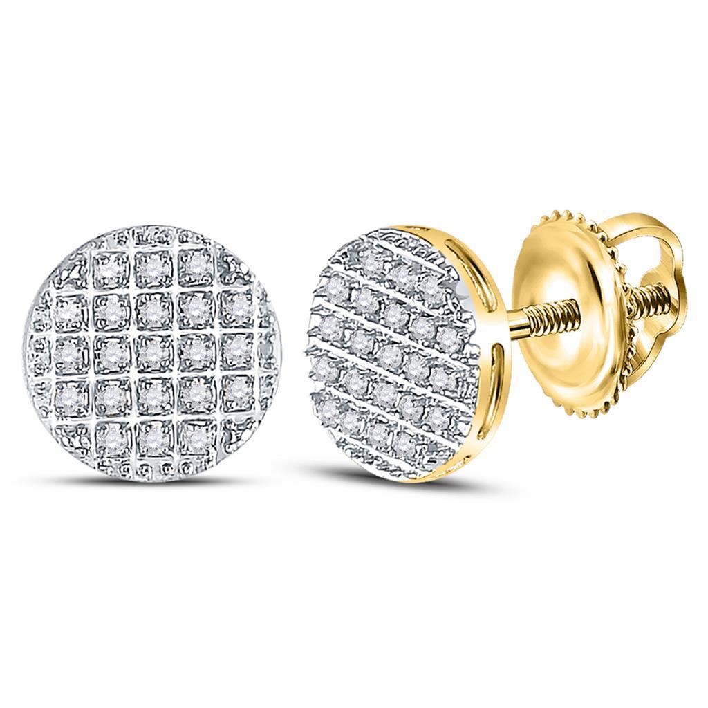Circle Edgeless Micro Pave Diamond Earrings 10K Gold M 8MM .15 Carats 10K Yellow Gold HipHopBling