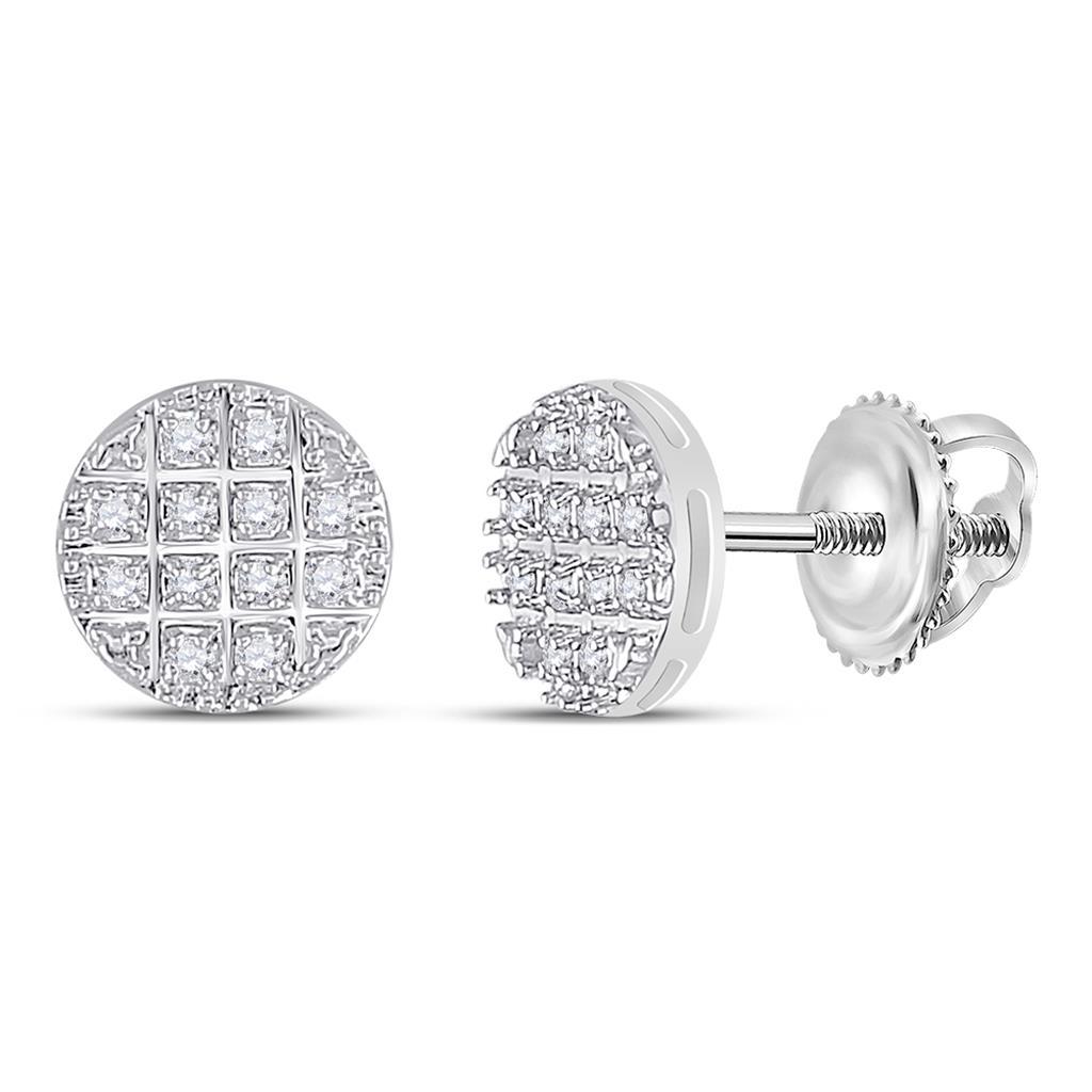 Circle Edgeless Micro Pave Diamond Earrings 10K Gold S 6MM .10 Carats 10K White Gold HipHopBling