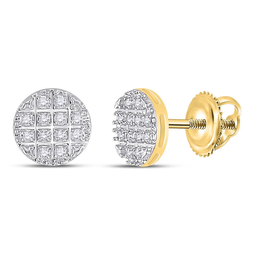 Circle Edgeless Micro Pave Diamond Earrings 10K Gold S 6MM .10 Carats 10K Yellow Gold HipHopBling