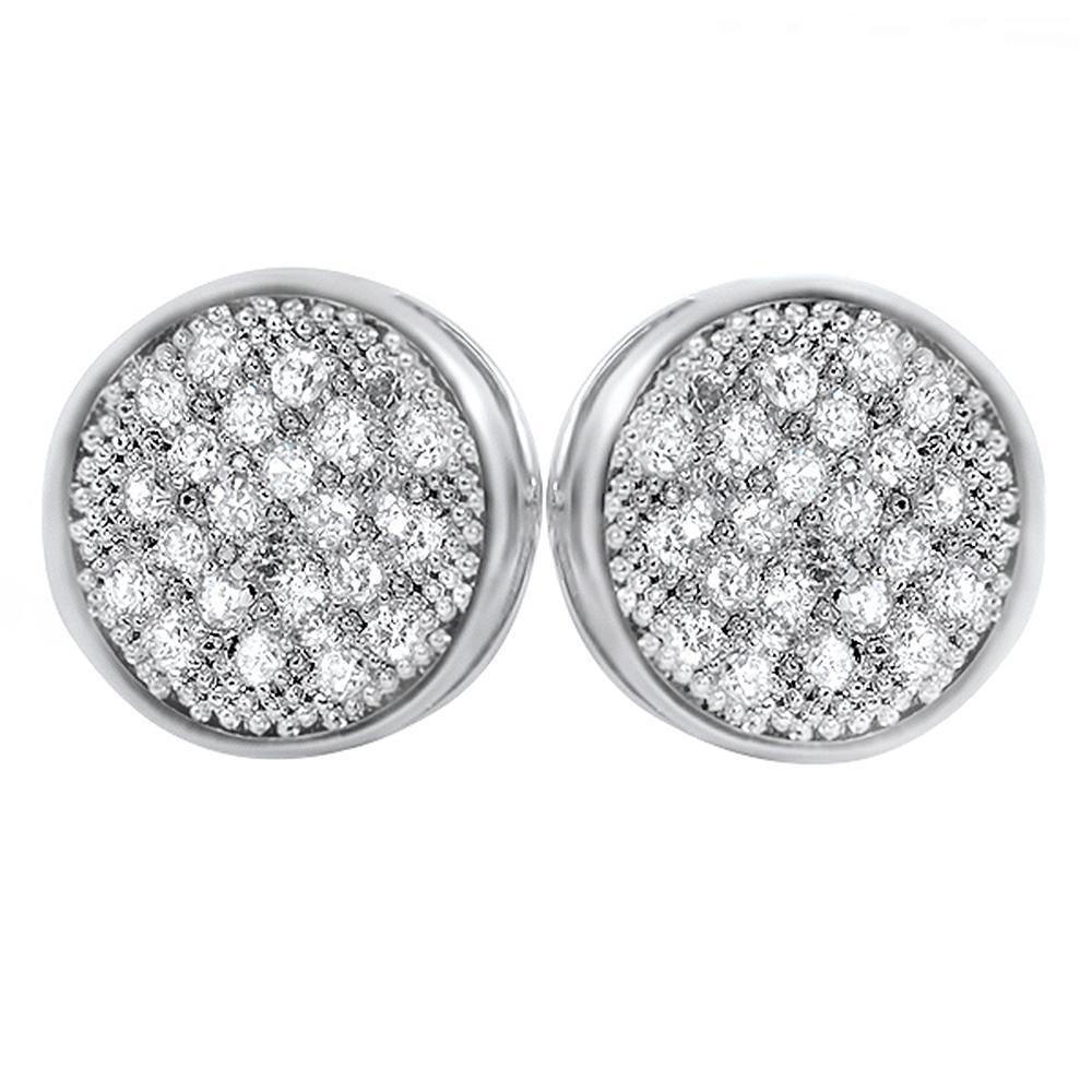 Circle M CZ Micro Pave Earrings Rhodium HipHopBling