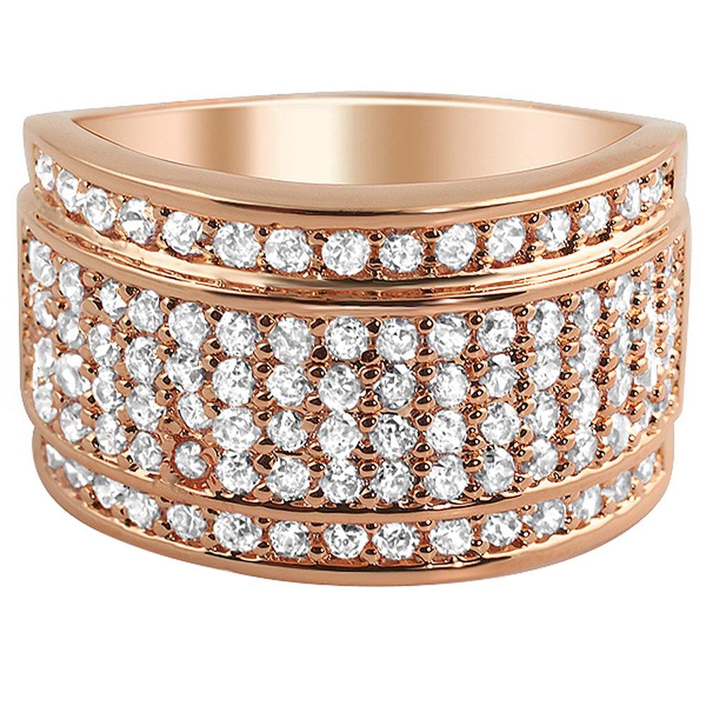 Classic CZ Micro Pave Rose Gold Mens Iced Out Ring 7 HipHopBling
