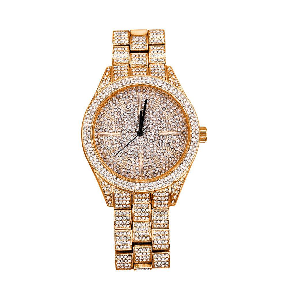 Classic Fully Iced Out Bling Hip Hop Watch Rose Gold HipHopBling