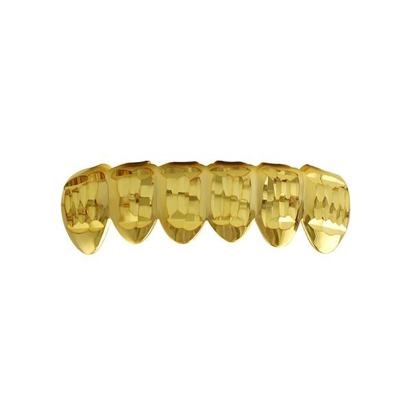 Classic Gold Grillz Diamond Cut Bottom HipHopBling