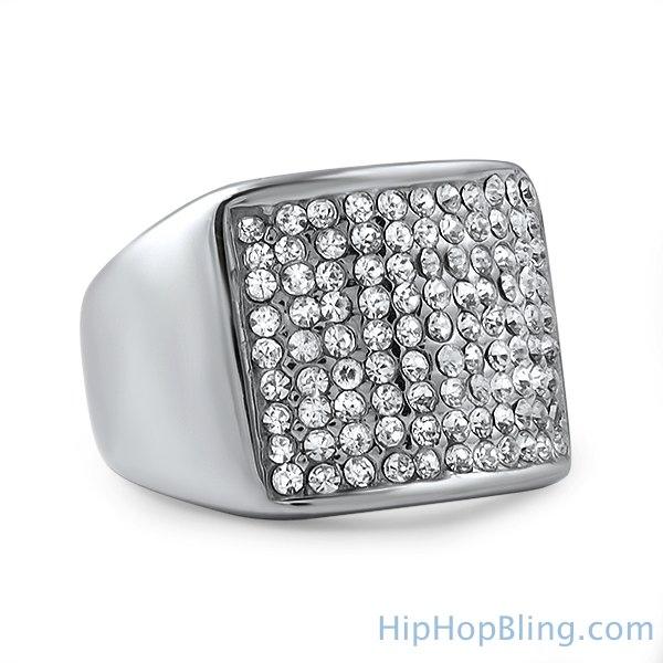 Classic Stainless Steel Bling Bling Ring 8 HipHopBling