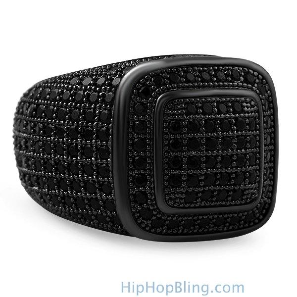 Classy Black CZ Bling Bling Ring 7 HipHopBling