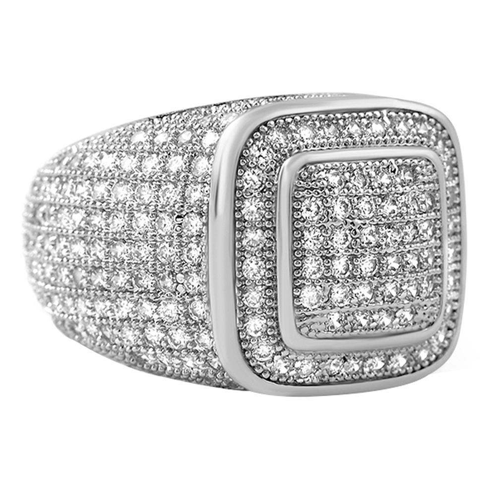 Classy Rhodium CZ Bling Bling Ring 7 HipHopBling