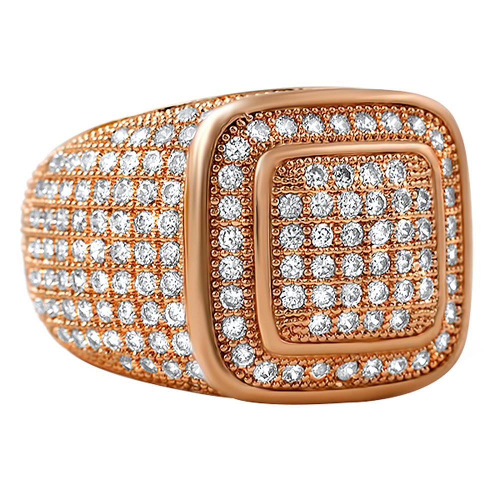 Classy Rose Gold CZ Bling Bling Ring 7 HipHopBling