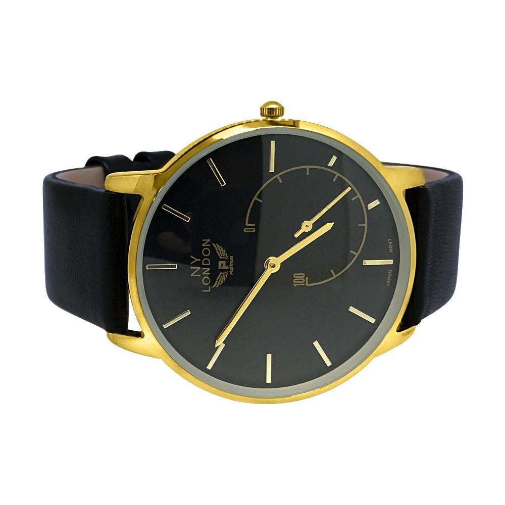 Clean Gold Case Black Dial and Band Watch HipHopBling