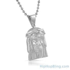 Clean Micro Jesus Piece Pendant .925 Sterling Silver White Gold HipHopBling