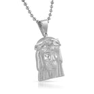 Clean Rhodium Micro Jesus Piece Pendant HipHopBling