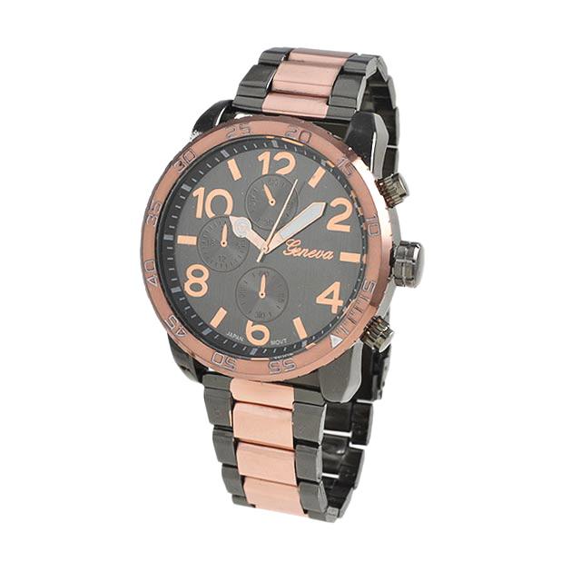 Clean Rose Gold and Black Metal Band Watch HipHopBling