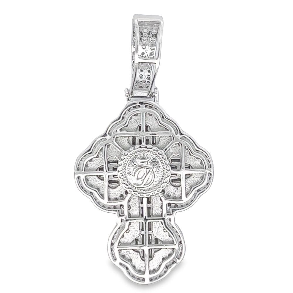 Clover Cross Baguette VVS Moissanite Pendant 2.56cttw .925 Sterling Silver HipHopBling