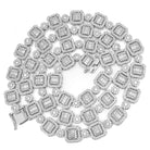 Cluster Baguette Moissanite Iced Out Chain .925 Sterling Silver 18" HipHopBling