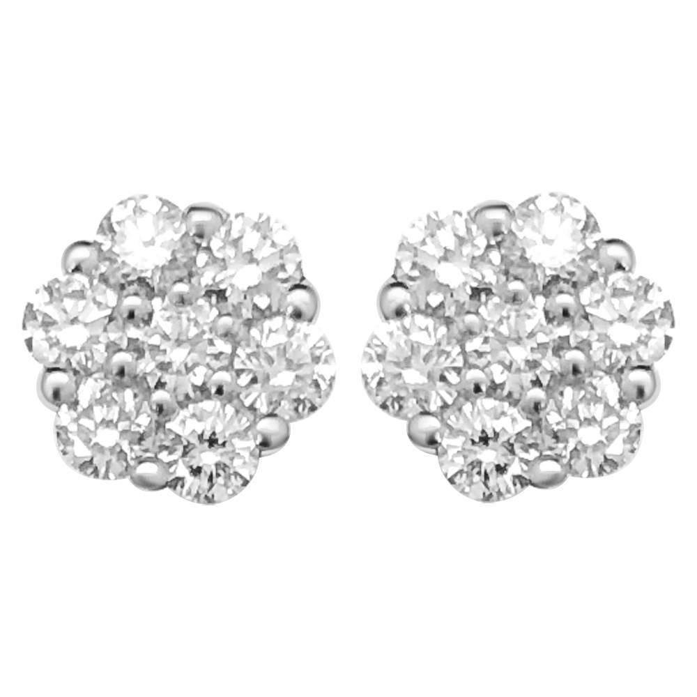 Cluster Diamond Earrings .45cttw 10K Yellow Gold HipHopBling