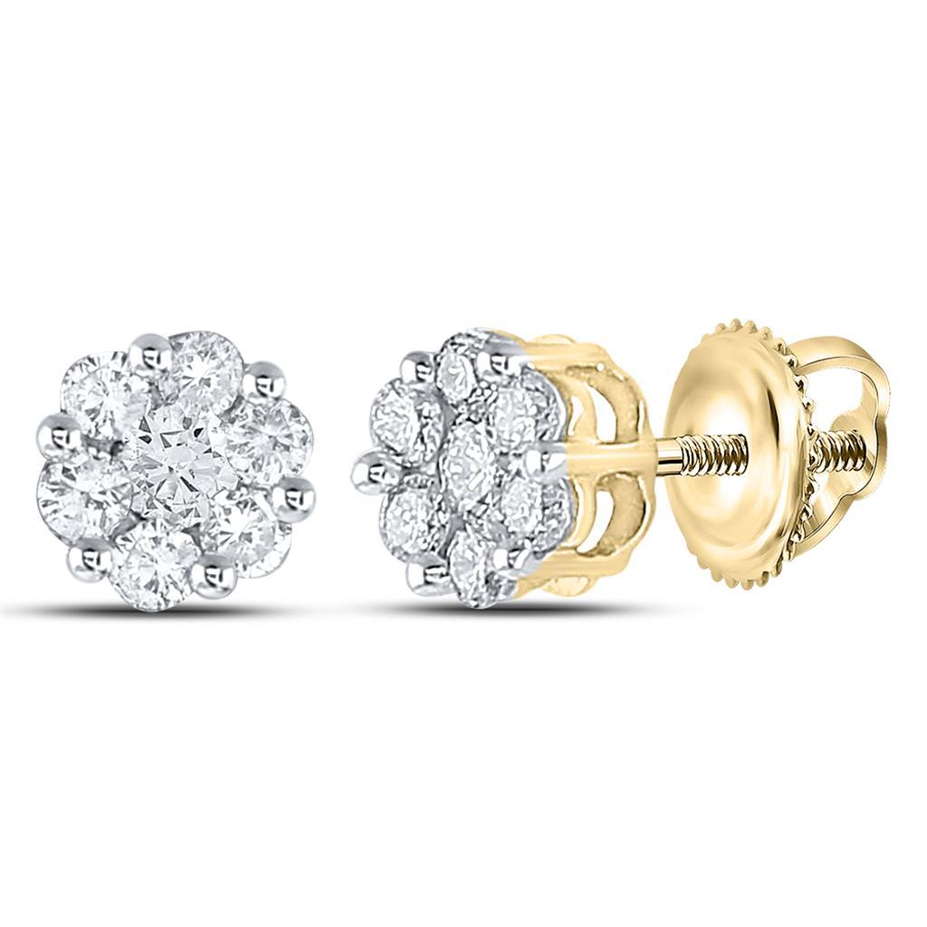 Cluster Diamond Earrings .50cttw 14K Yellow Gold HipHopBling