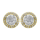 Cluster Halo Diamond Earrings .55cttw 10K Yellow Gold HipHopBling
