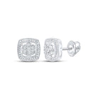 Cluster in Frame .05cttw Diamond Earrings .925 Sterling Silver HipHopBling