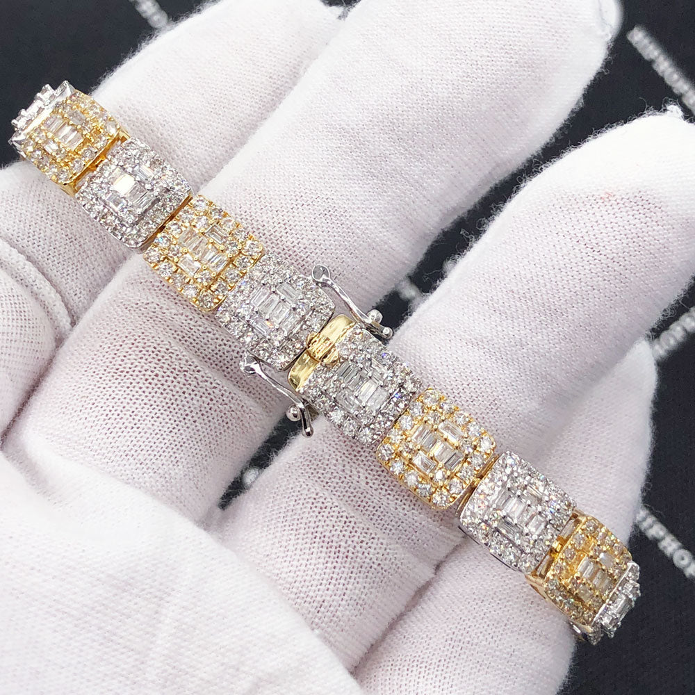 Cluster Link Diamond Bracelet 8.88 Carats 10K Yellow /White Gold HipHopBling