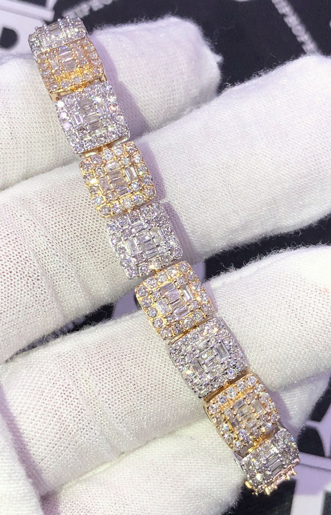 Cluster Link Diamond Bracelet 8.88 Carats 10K Yellow /White Gold HipHopBling