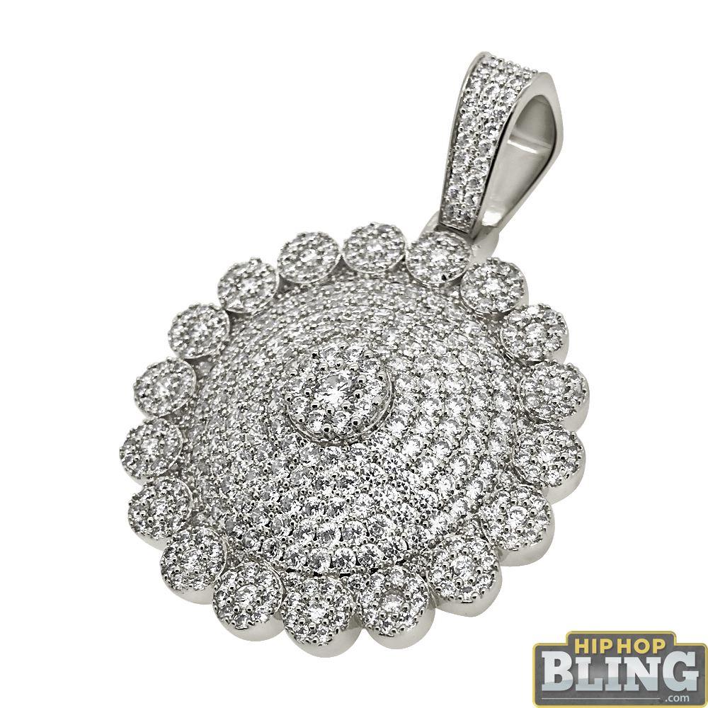 Cluster Mega Bling Rhodium CZ Medallion HipHopBling