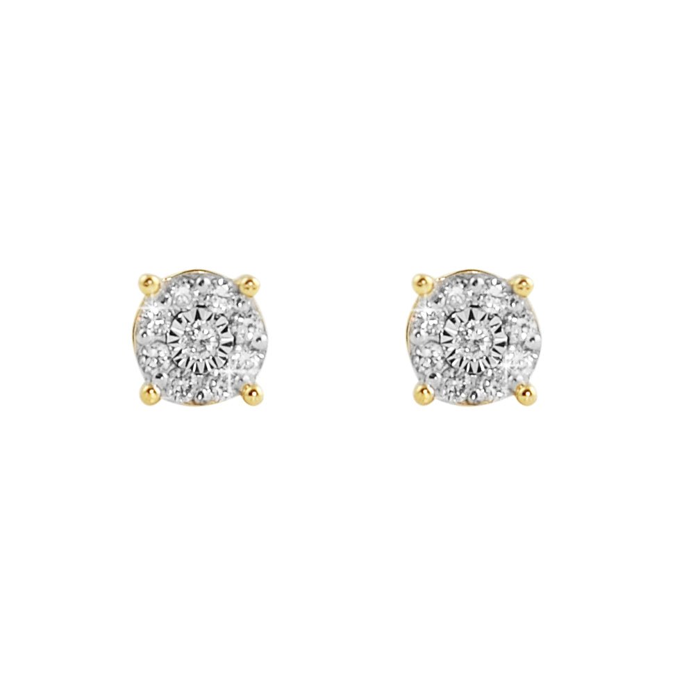 Cluster Mini Diamond Earrings .19cttw 10K Yellow or White Gold 10K Yellow Gold HipHopBling