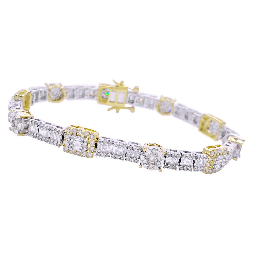 Cluster Rectangle & Round 5.00cttw Diamond Bracelet 10K Gold HipHopBling