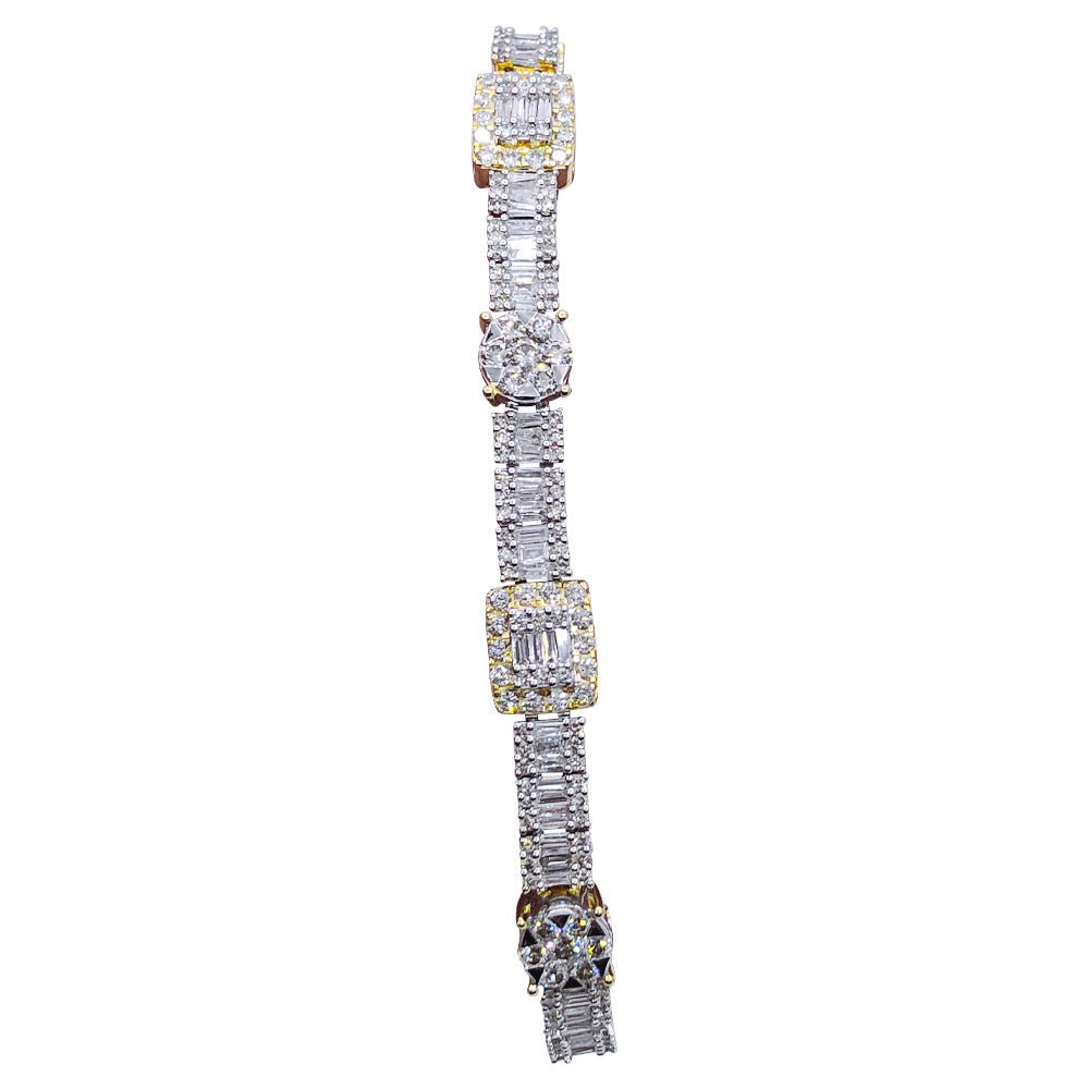Cluster Rectangle & Round 5.00cttw Diamond Bracelet 10K Gold HipHopBling