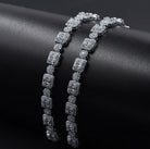Cluster Round & Square CZ Iced Out Chain .925 Sterling Silver 20" HipHopBling